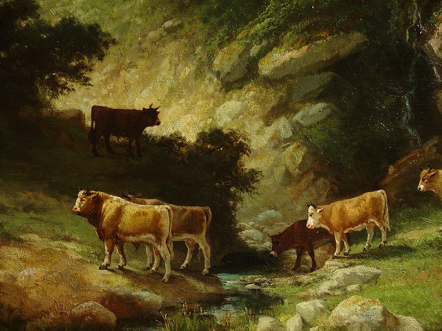 Pair of large 19th French Romantic Paintings