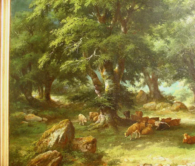 Paire de grands Paysages Romantiques 19 eme