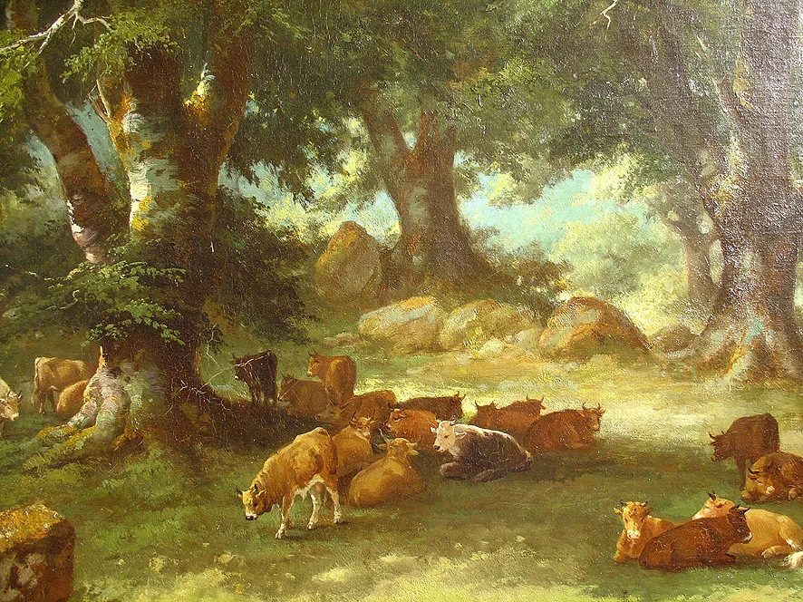 Pair of large 19th French Romantic Paintings