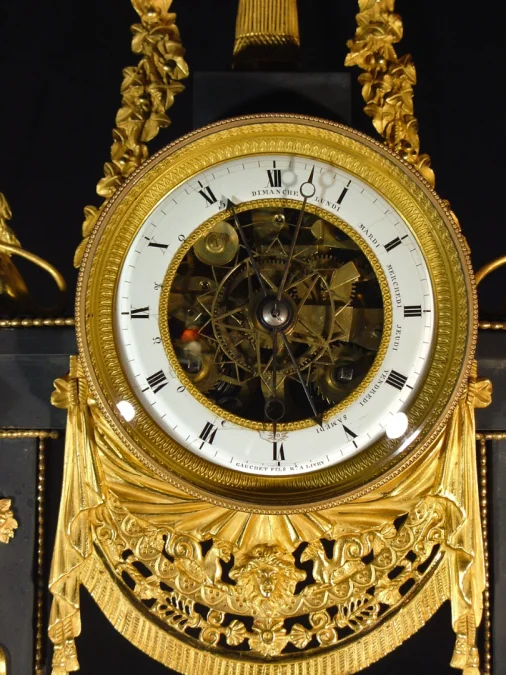 French Directoire skeleton clock