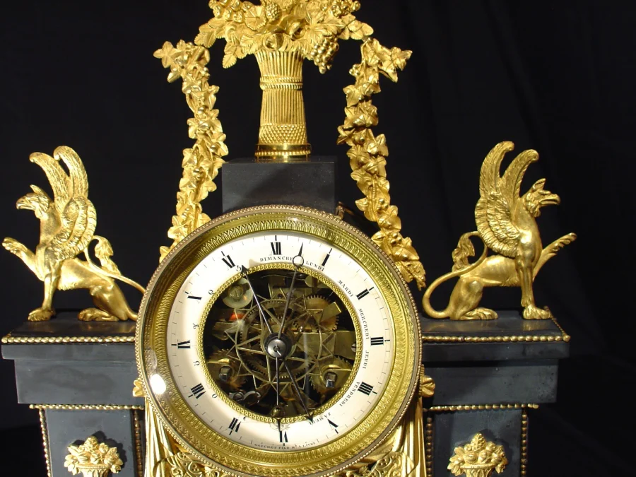 French Directoire skeleton clock