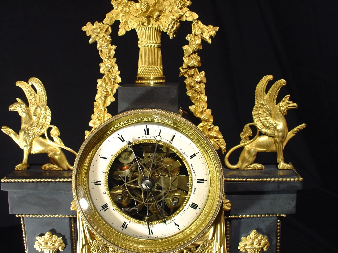 French Directoire skeleton clock