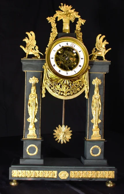 French Directoire skeleton clock