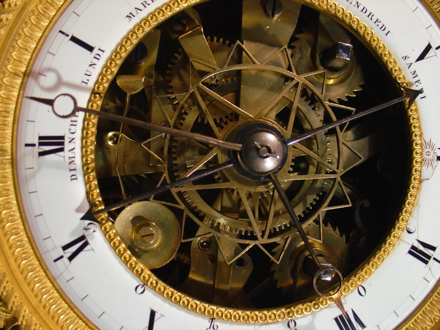 French Directoire skeleton clock