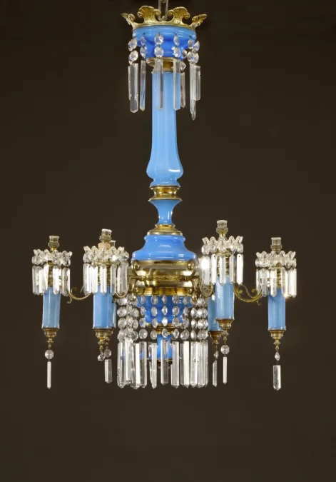 Lustre en opaline bleue Napoléon III