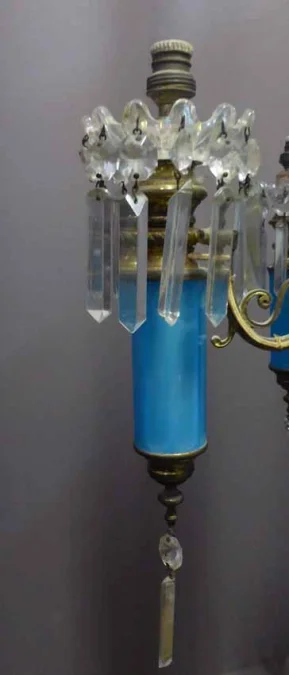 Lustre en opaline bleue Napoléon III