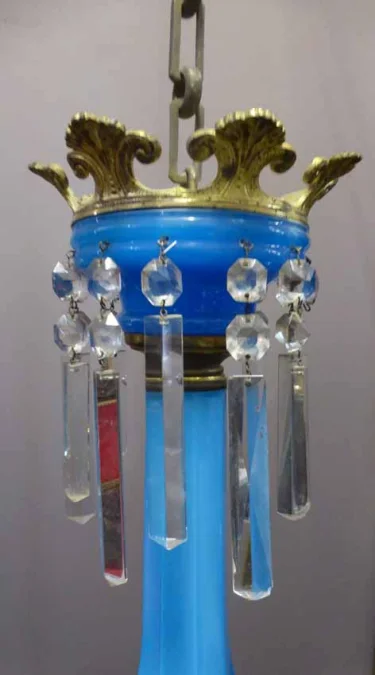 Lustre en opaline bleue Napoléon III