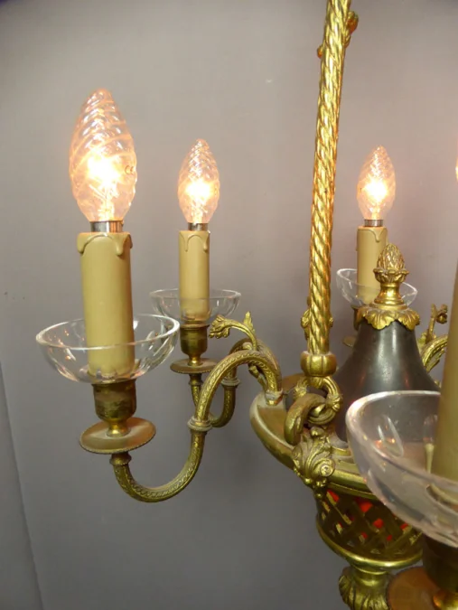 Lustre en bronze XIX