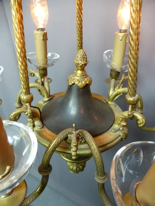 Lustre en bronze XIX