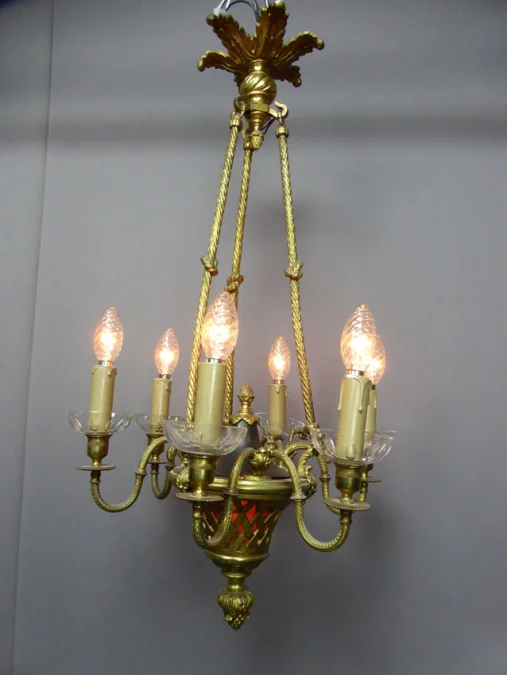 Lustre en bronze XIX