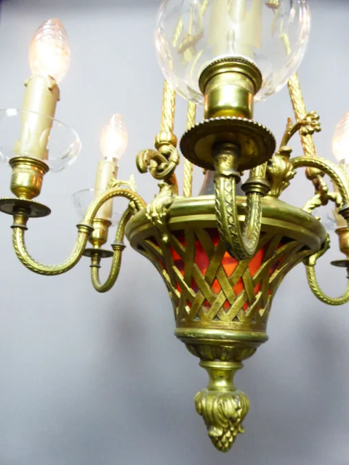 Lustre en bronze XIX
