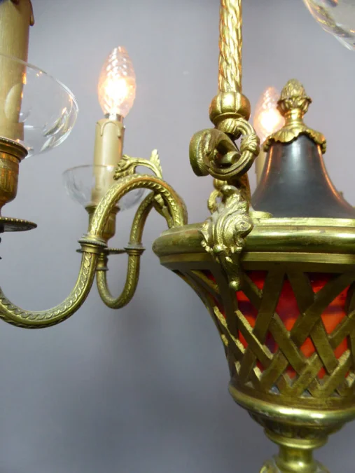 Lustre en bronze XIX