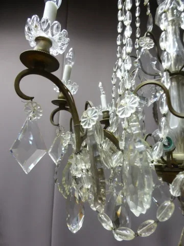 Lustre bronze et cristal XIX