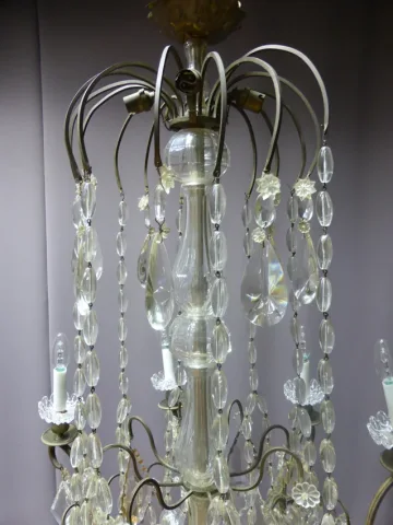 Lustre bronze et cristal XIX