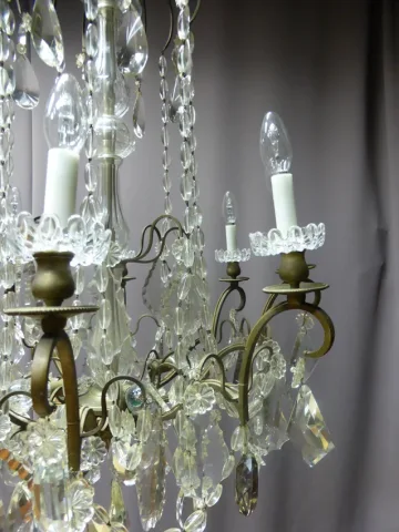 Lustre bronze et cristal XIX