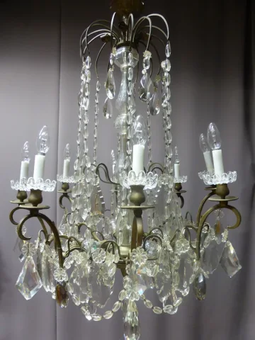 Lustre bronze et cristal XIX