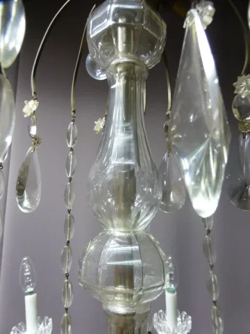 Lustre bronze et cristal XIX