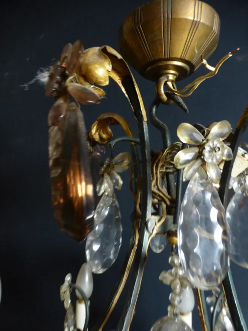 lustre fer forgé et doré