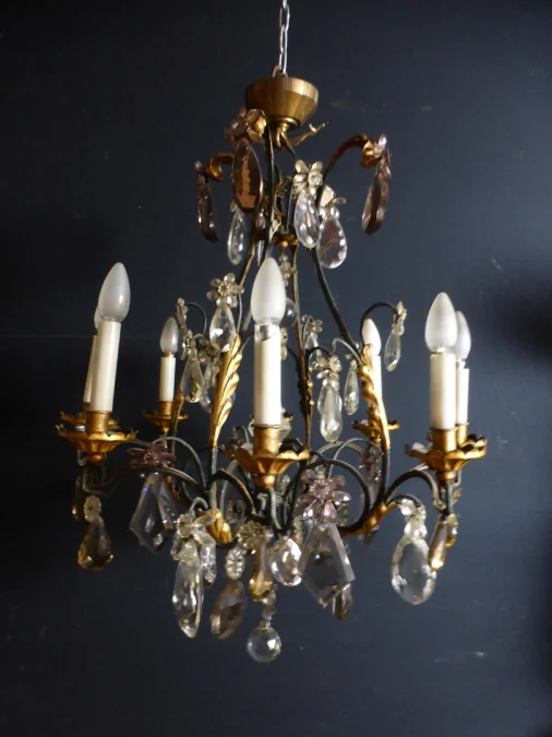 lustre fer forgé et doré