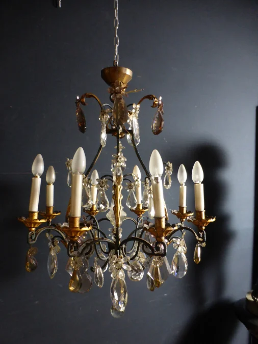 lustre fer forgé et doré