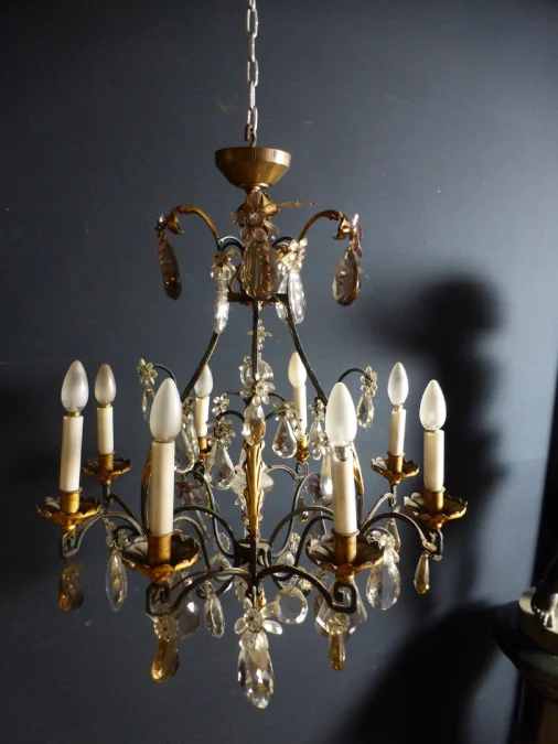 lustre fer forgé et doré