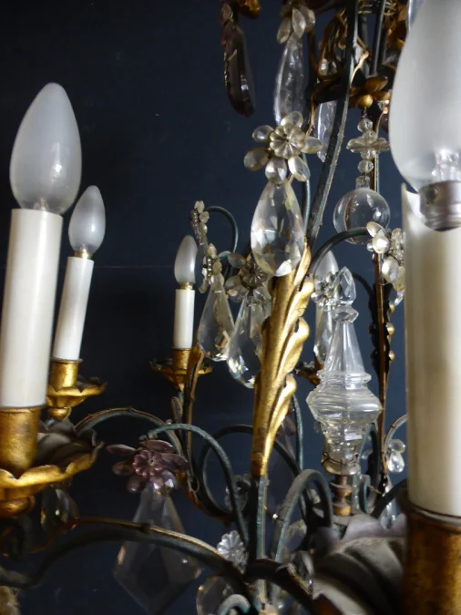 lustre fer forgé et doré
