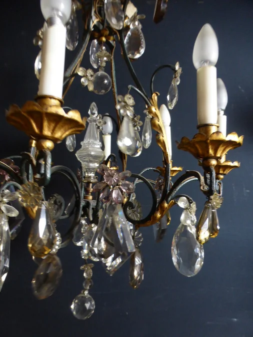 lustre fer forgé et doré