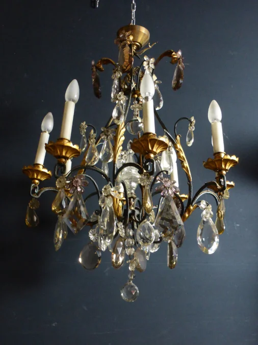 lustre fer forgé et doré