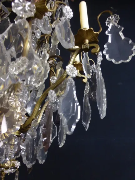 Grand Lustre Cristal Et Bronze XIX