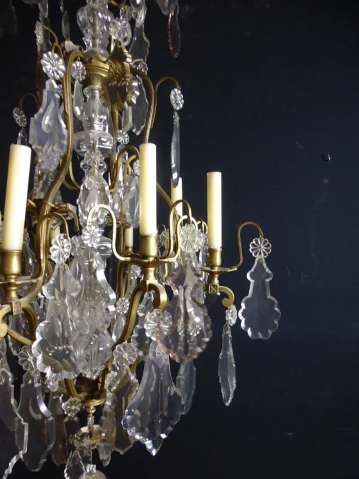Grand Lustre Cristal Et Bronze XIX