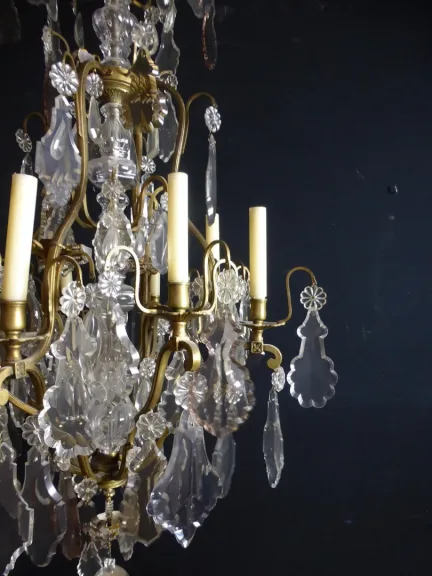 Grand Lustre Cristal Et Bronze XIX
