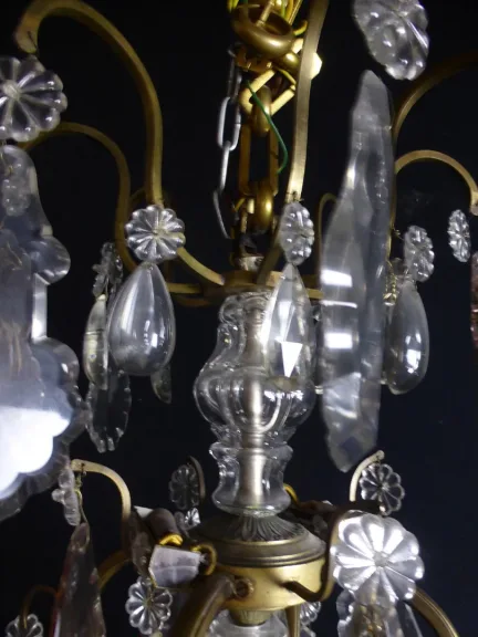 Grand Lustre Cristal Et Bronze XIX