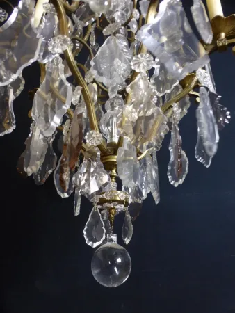 Grand Lustre Cristal Et Bronze XIX