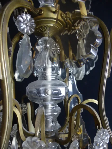 Grand Lustre Cristal Et Bronze XIX