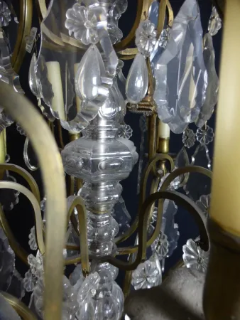 Grand Lustre Cristal Et Bronze XIX