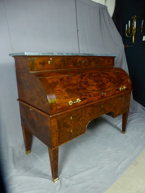 Bureau Cylindre En Acajou XIX