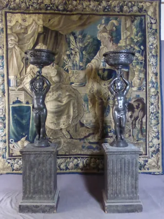 "Paire De Statues En Fonte XIX"