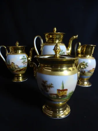 Service à café et thé en porcelaine XIX