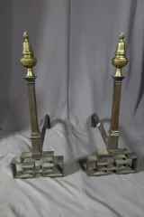Chenets En Fer Forgé Et Bronze XIX