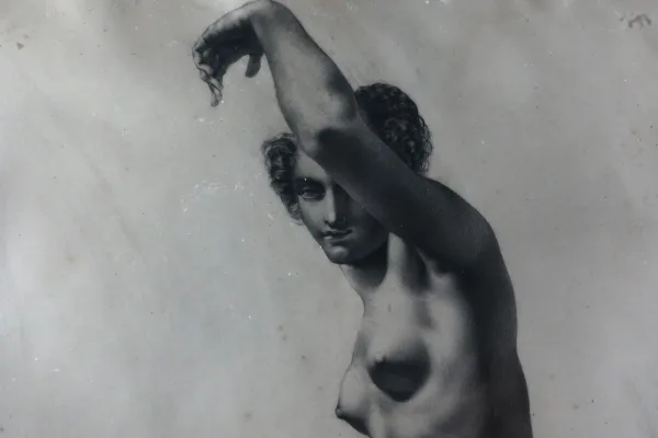 "Fusain Milieu XIX Académie De Femme , Signé Et Daté"