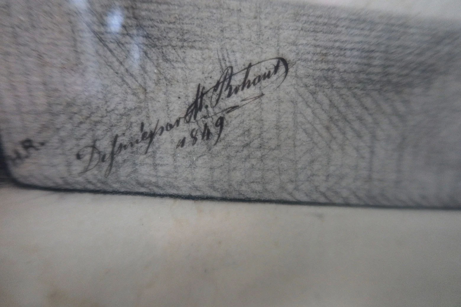 "Fusain Milieu XIX Académie d'Homme , Signé Et Daté"