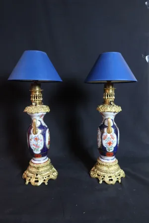 Paire De Lampes Porcelaine Bayeux XIX