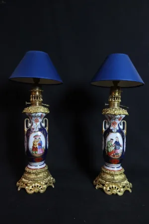 Paire De Lampes Porcelaine Bayeux XIX