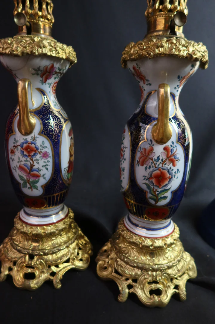 Paire De Lampes Porcelaine Bayeux XIX