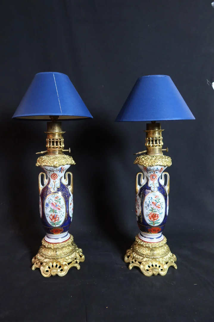 Paire De Lampes Porcelaine Bayeux XIX
