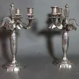 Paire De Candélabres En Métal Argenté Et Lumières