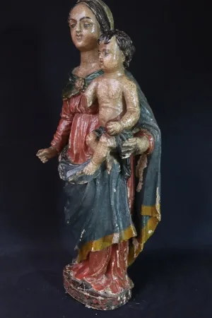 "Sculpture " Vierge à l'enfant " XVIII"