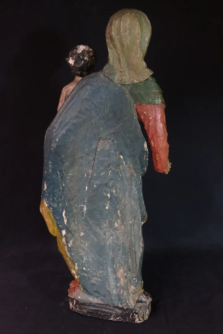 ESCULTURA EN ROBLE de la VIRGEN Y EL NIÑO