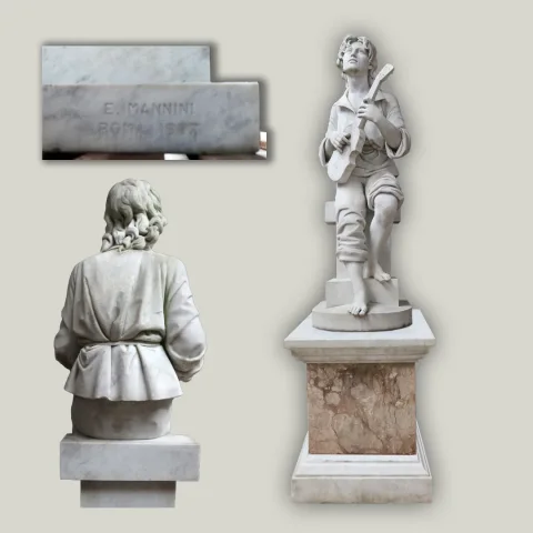Grande Sculpture En Marbre Signée E.Mannini 1887"