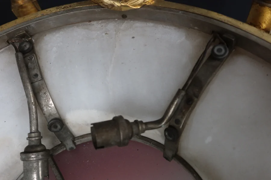 Grand Lustre En Bronze Doré Et Albâtre Fin XIX